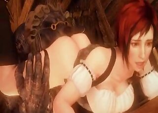 Awesome porno showing a red-haired lady fucking a spooky creature