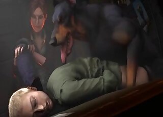 Domination session featuring a dirty dog and a hot buzzcut blonde