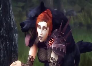 Animated babe seduced giant black beast into sex using big round ass