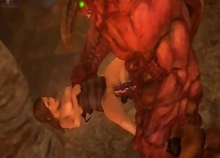 3D zoo porn - Giant beast is using massive cock on teen girl