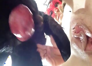 Deep penetration sex with the dog leads horny woman to loud orgasm