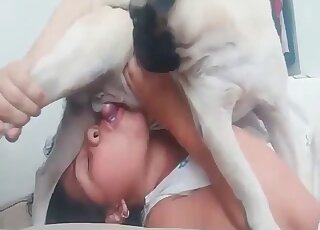 Terrific oral and vaginal domination with horny lady dressed in white