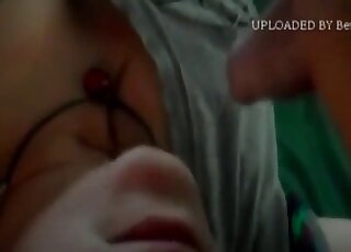 Sexy lady taking care of an animal's dick with some tender oral