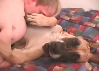Crazy guy fucks his dog in a missionary and cums on its body