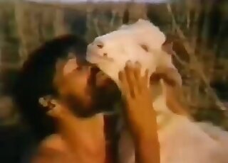 Dirty-minded zoophile dude fucks a sheep in a wild zoo porn scene
