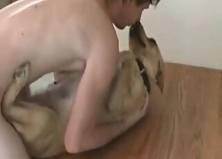 Dude kisses his dog and rams its pussy in a wild zoo porn session