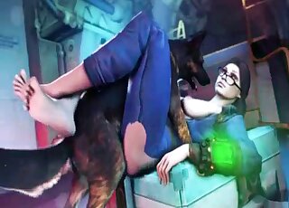 Leggy 3D brunette getting fucked by a kinky dog in missionary